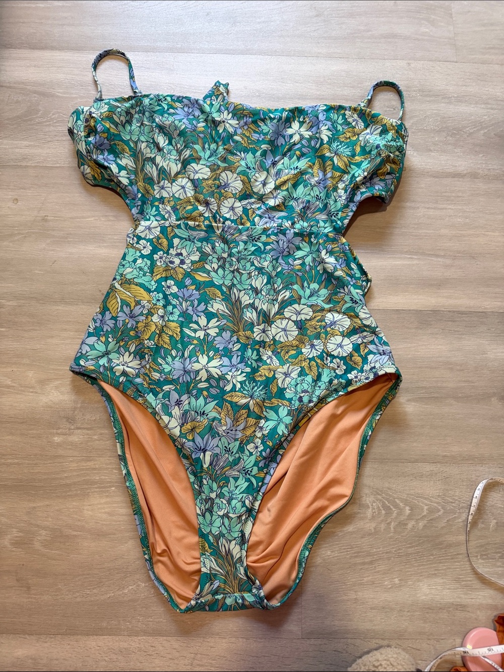 J. Crew Tropical Floral One-Piece Swimsuit in Teal & Peach size 16